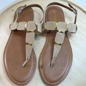 Lamher Flat Thong Adjustable Ankle Strap Sandals Size 9